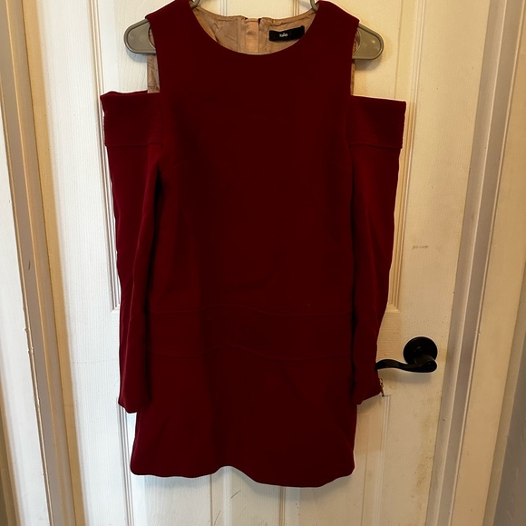 TALIE NK BRAZILIAN MAROON ZIPPER BACK WOOL BLEND dress - Picture 9 of 10